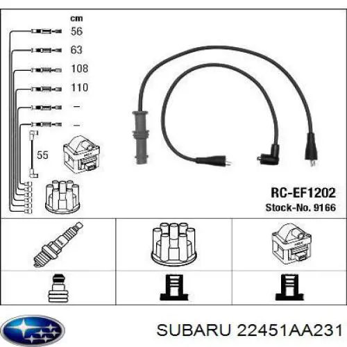 Do koszyka 22451AA231 Subaru Zestaw przewodów wysokiego napięcia