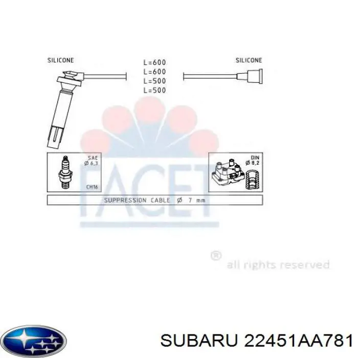 Zestaw przewodów wysokiego napięcia Subaru 22451AA781 cena, od 39,69 USD