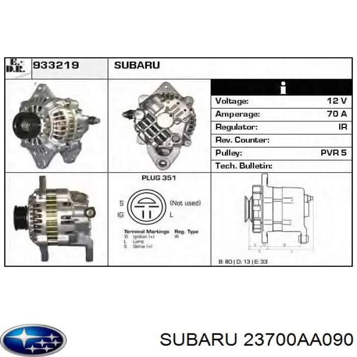 Alternator Subaru Legacy I