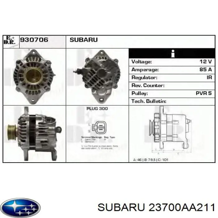 Alternator Subaru 23700AA36A cena, od 129,91 USD