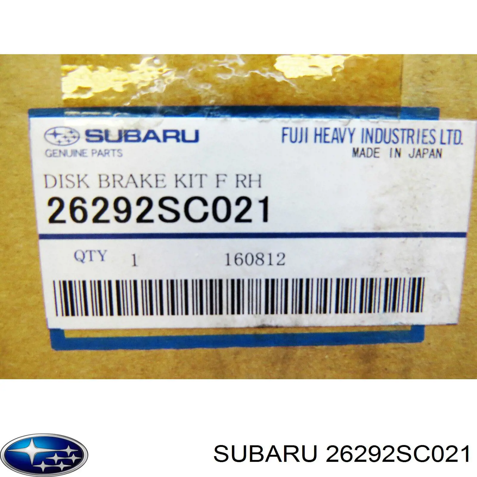 Do koszyka 26292SC021 Subaru Zacisk hamulcowy przedni prawy