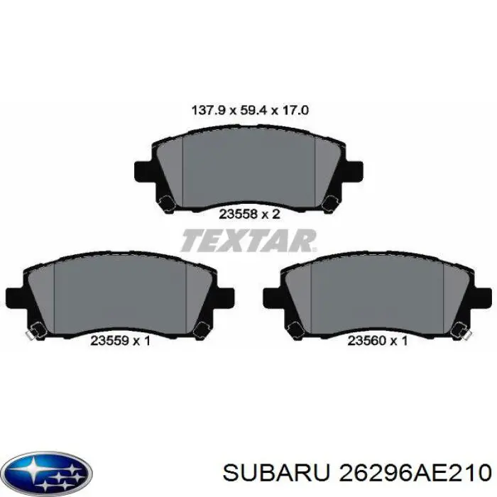 26296AE210 Subaru Klocki hamulcowe przednie tarczowe