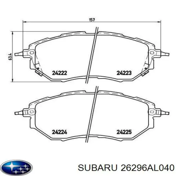 Do koszyka 26296AL040 Subaru Klocki hamulcowe przednie tarczowe