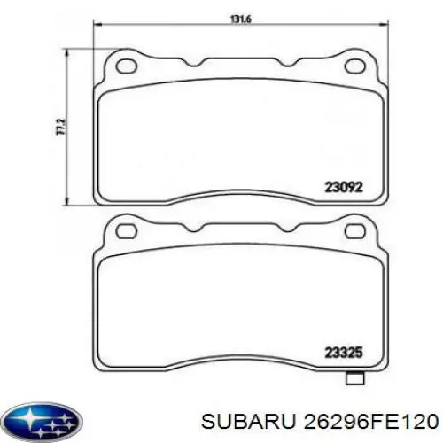 Klocki hamulcowe przednie tarczowe 26296FE120 Subaru