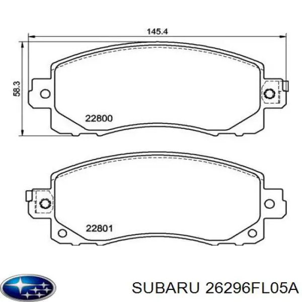 Klocki hamulcowe przednie tarczowe Subaru 26296FL05A cena, od 30,80 USD