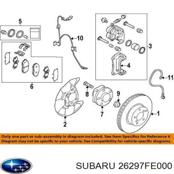 Do koszyka 26297FE000 Subaru Zestaw naprawczy zacisku hamulcowego przedniego