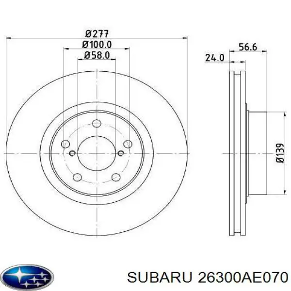 Do koszyka 26300AE070 Subaru Tarcza hamulcowa przednia