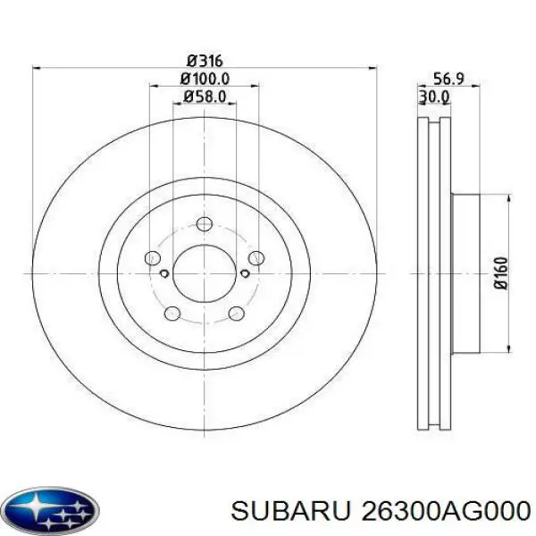 Tarcza hamulcowa przednia Subaru 26300AG000 cena, od 76,92 USD