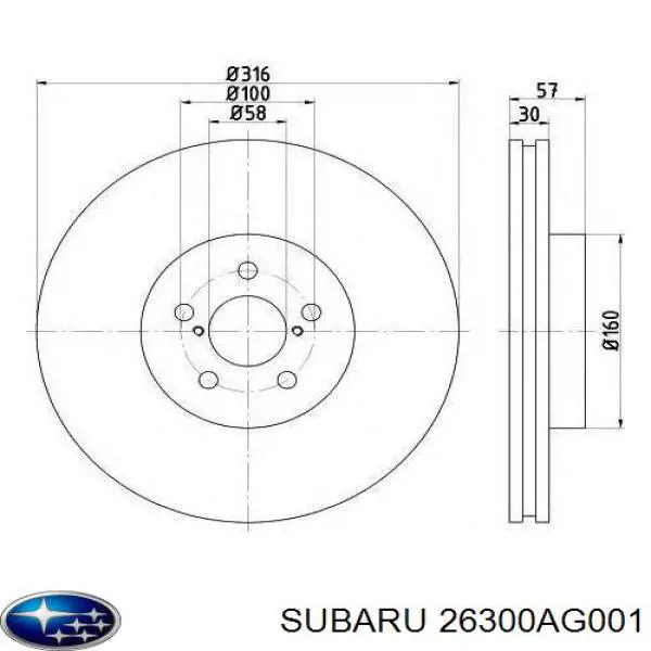 26300AG001 Subaru tarcza hamulcowa przednia