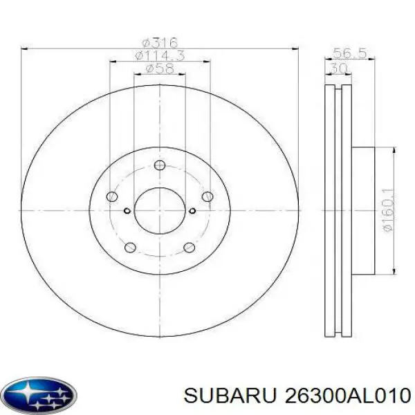 26300AL010 Subaru Tarcza hamulcowa przednia