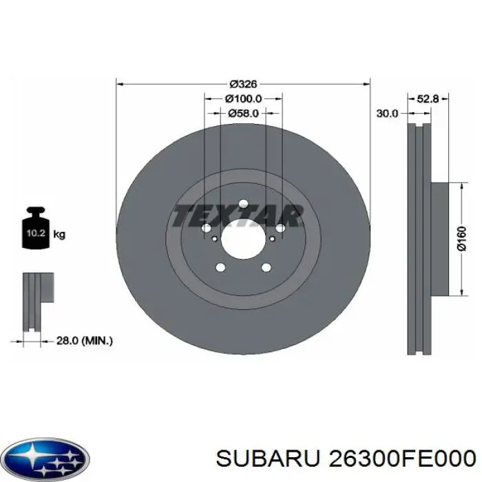 Tarcza hamulcowa przednia 26300FE000 Subaru