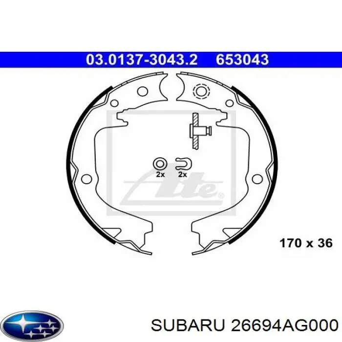 Klocki hamulca ręcznego Subaru 26694AG000 cena, od 27,84 USD