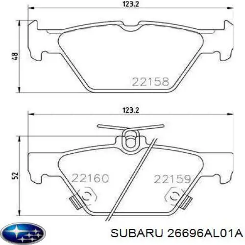 Okładziny (klocki) do hamulców tarczowych tylne Subaru 26696AL01A cena, od 26,65 USD