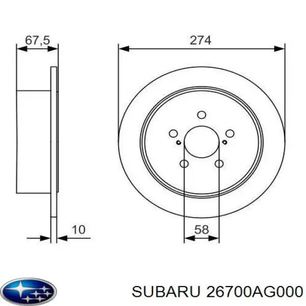 Tarcza hamulcowa tylna Subaru 26700AG000 cena, od 15,96 USD