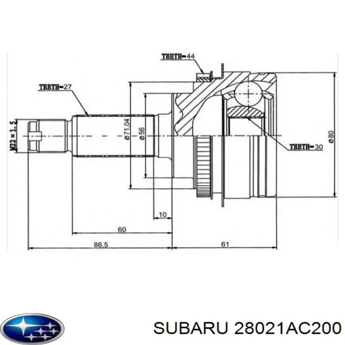 Półoś napędowa przednia Subaru 28021AC200 cena, od 113,67 USD