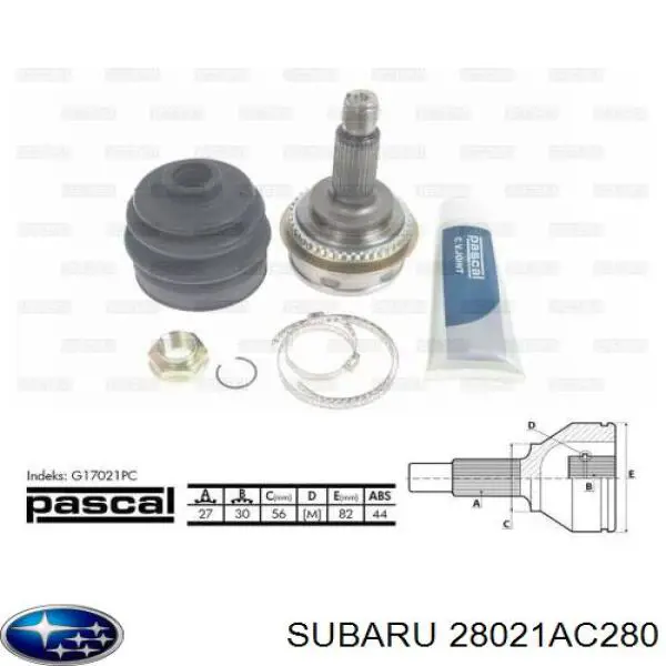 Półoś napędowa przednia Subaru 28021AC280 cena, od 120,57 USD