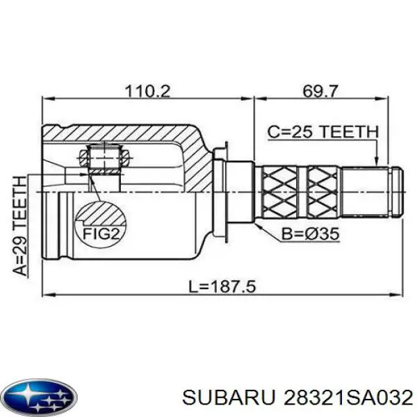 Półoś napędowa przednia Subaru 28321SA032 cena, od 543,00 USD