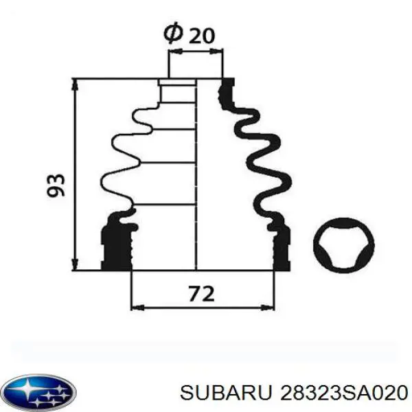 Osłona przegubu homokinetycznego półosi przedniej wewnętrzna Subaru 28323SA020 cena, od 23,84 USD
