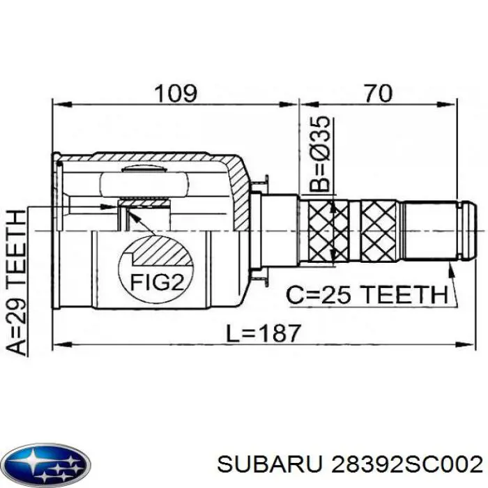 28392SC002 Subaru Przegub homokinetyczny przedni wewnętrzny