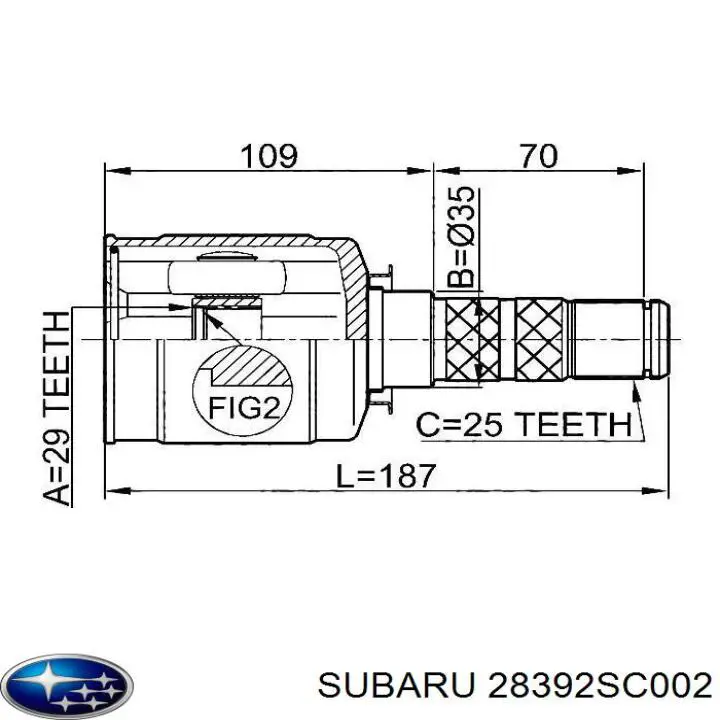 Przegub homokinetyczny przedni wewnętrzny Subaru 28392SC002 cena, od 49,99 USD