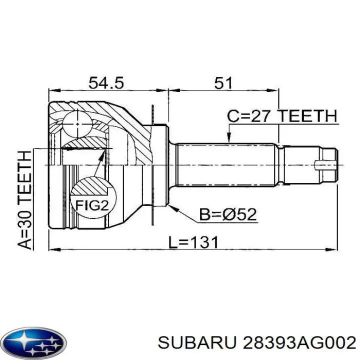 Przegub homokinetyczny przedni zewnętrzny Subaru 28393AG002 cena, od 41,60 USD