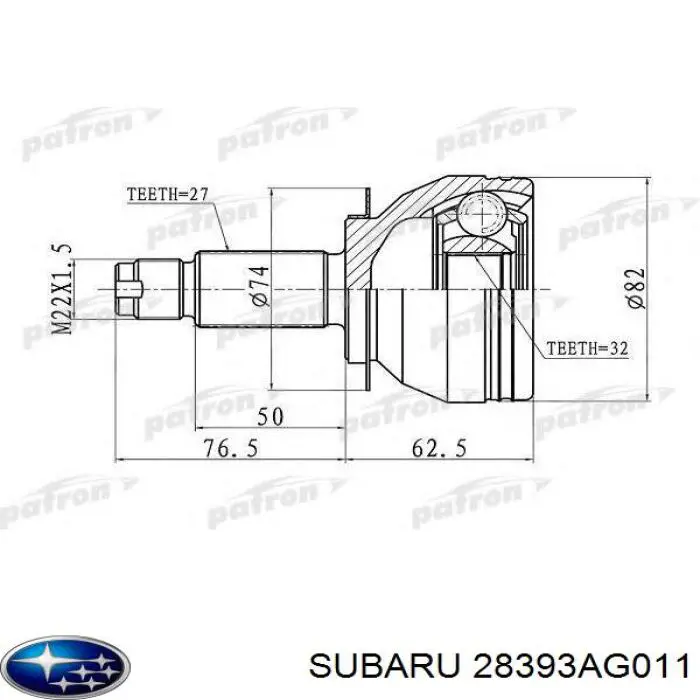 Półoś napędowa przednia Subaru 28393AG011 cena, od 153,23 USD