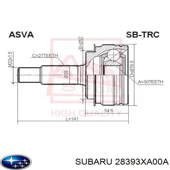 Przegub homokinetyczny przedni zewnętrzny 28393XA00A Subaru
