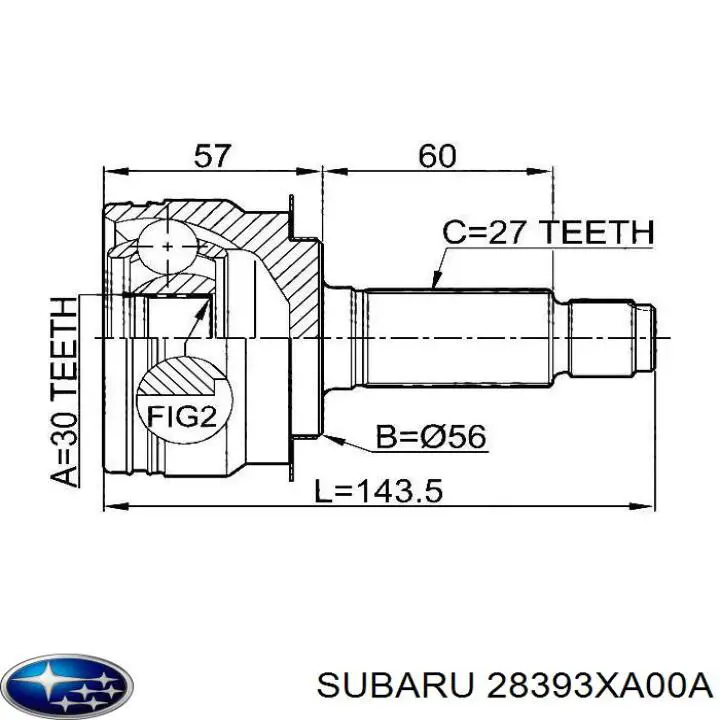 Do koszyka 28393XA00A Subaru Przegub homokinetyczny przedni zewnętrzny