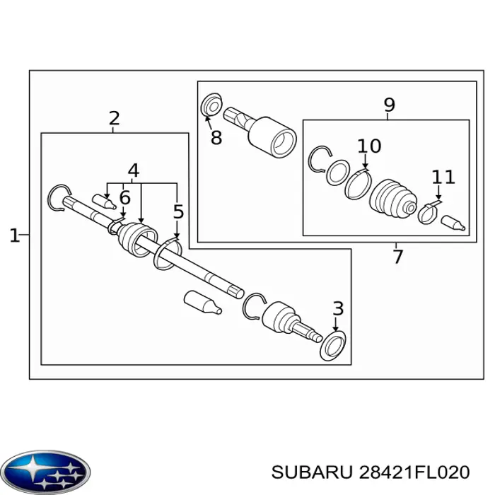 Półoś tylna Subaru 28421FL020 cena, od 78,43 USD