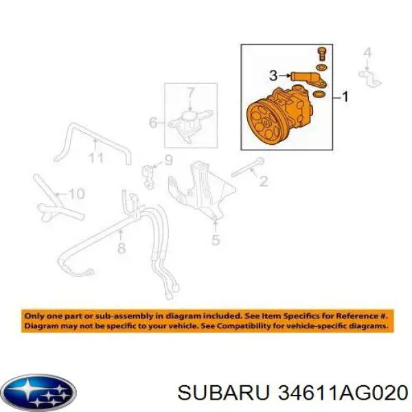 34611AG020 Subaru Przewód hydraulicznego układu wspomagania niskiego ciśnienia, od zbiornika do pompy