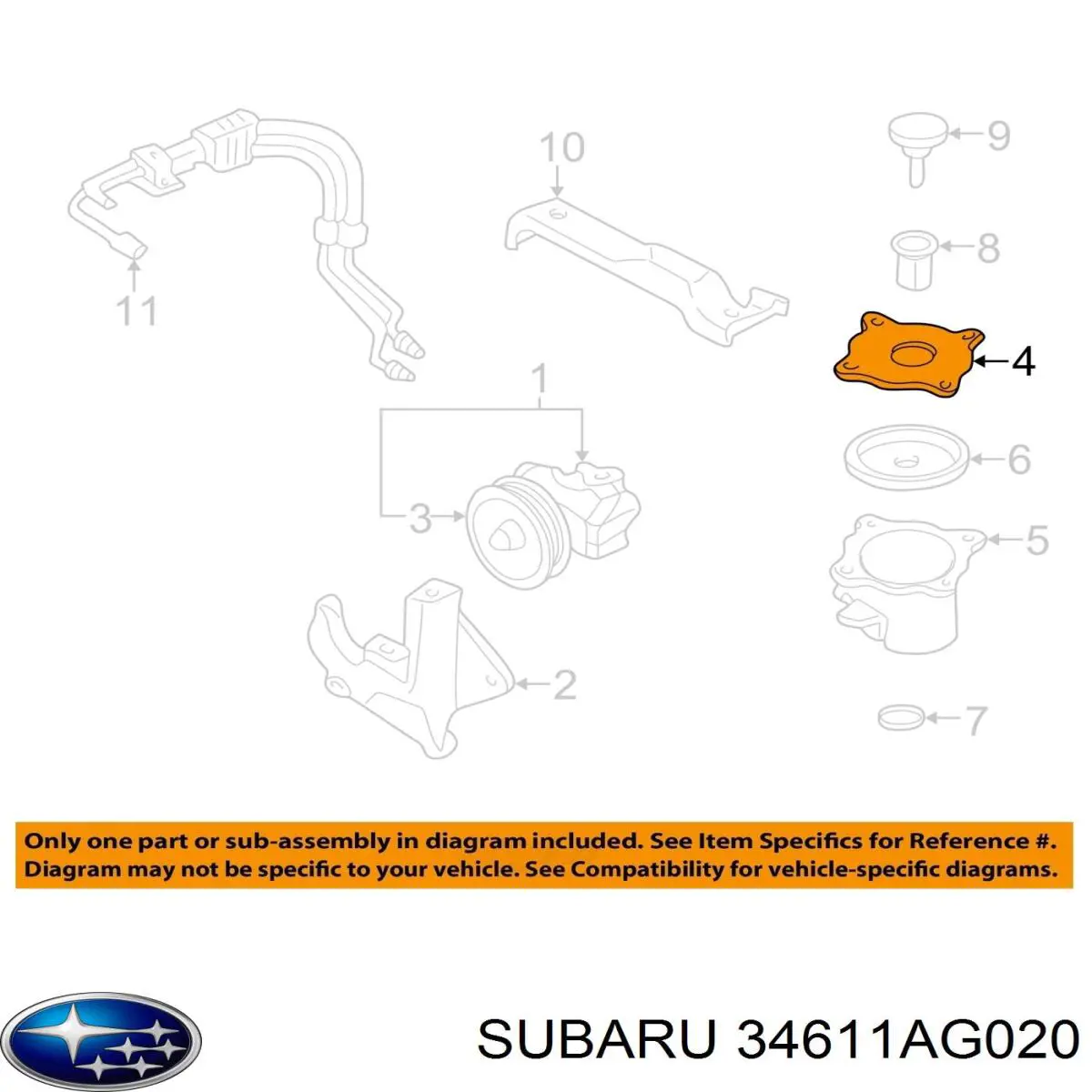 Przewód hydraulicznego układu wspomagania niskiego ciśnienia, od zbiornika do pompy Subaru 34611AG020 cena, od 38,67 USD