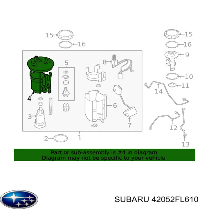 Filtr paliwa Subaru 42052FL610 cena, od 29,25 USD