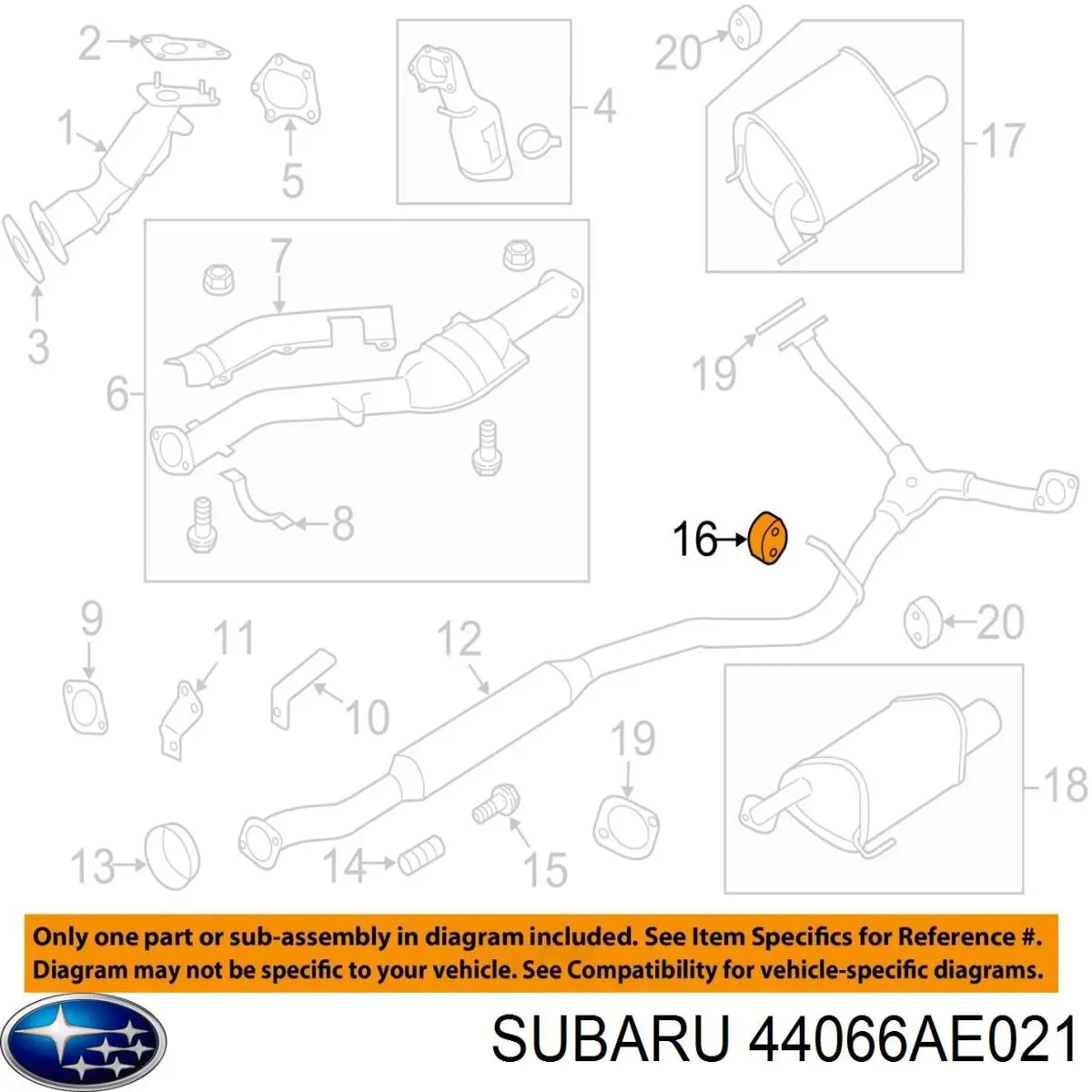 44066AE021 Subaru Poduszka mocowania tłumika