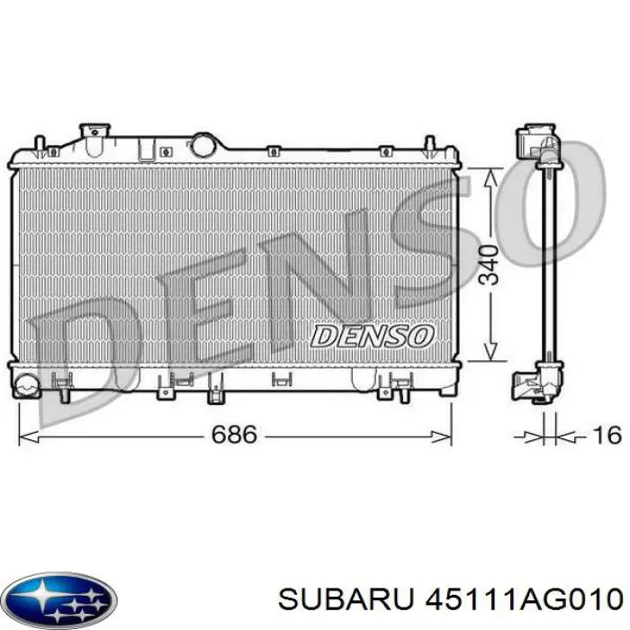 Do koszyka 45111AG010 Subaru Chłodnica silnika
