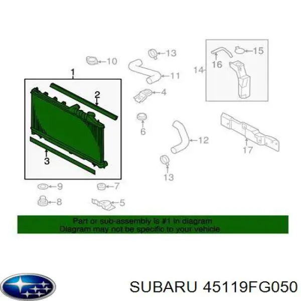 Do koszyka 45119FG050 Subaru Chłodnica silnika