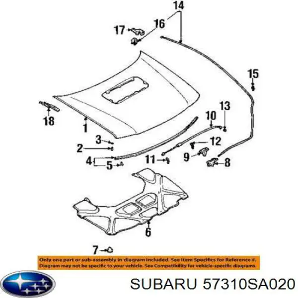 Zamek maski do Subaru Forester I S10, SF