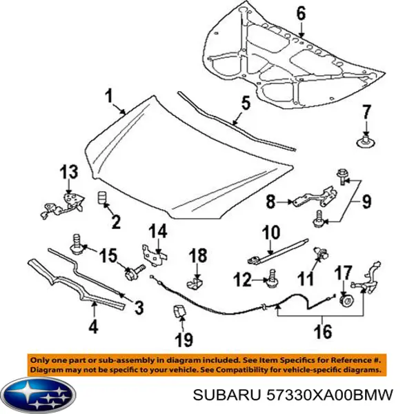 Linka otwierania maski Subaru Tribeca SUV (2007 - 2014) cena, od 66,49 USD