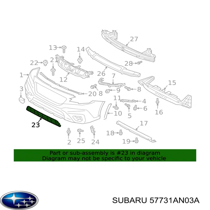 57731AN03A Subaru Kratka zderzaka przedniego środkowa