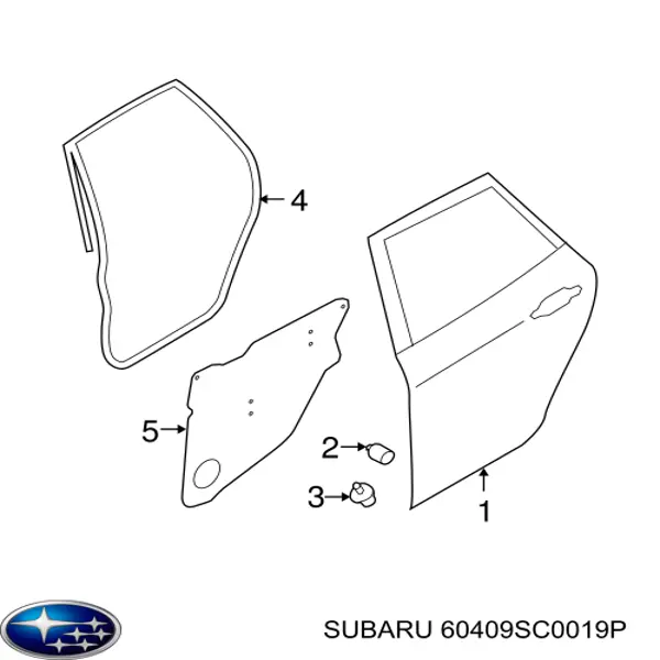 Drzwi tylne prawe Subaru 60409SC0019P cena, od 87,80 USD