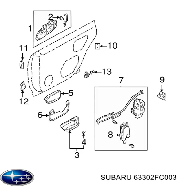 Ogranicznik drzwi tylny Subaru 63302FC003 cena, od 25,96 USD