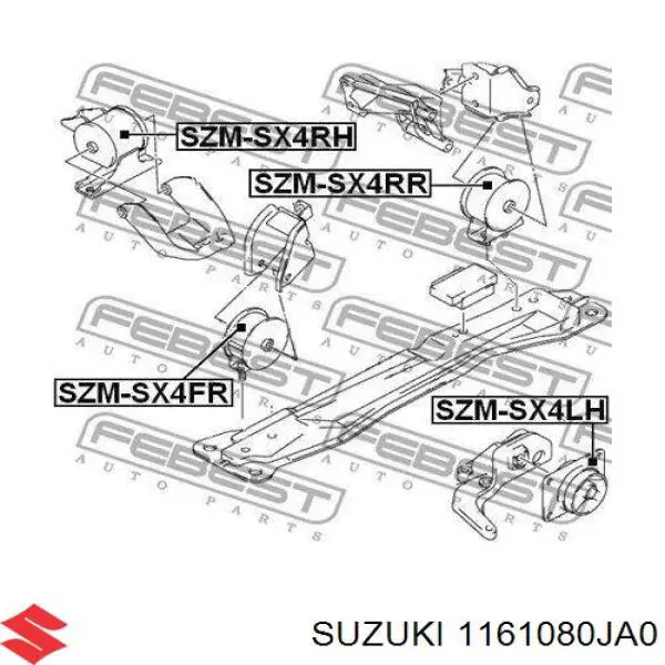 Poduszka (podpora) silnika prawa Suzuki 1161080JA0 cena, od 47,99 USD
