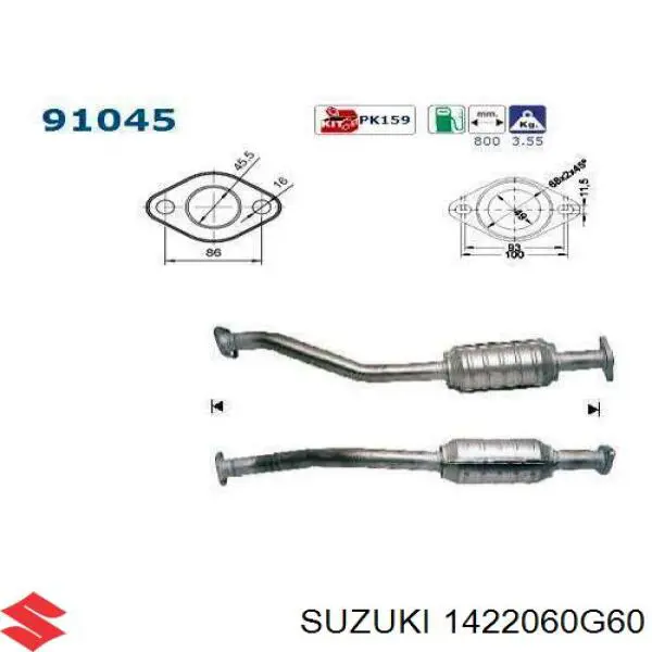 Konwerter-katalizator Suzuki Baleno sedana (EG) (1995 - 2002) cena, od 165,09 USD