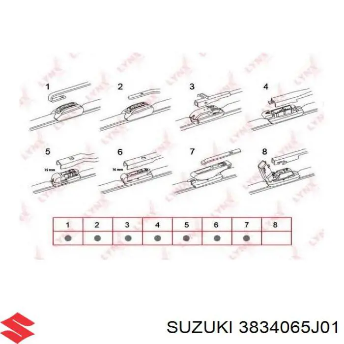 Do koszyka 3834065J01 Suzuki Pióro wycieraczki szyby przedniej pasażera