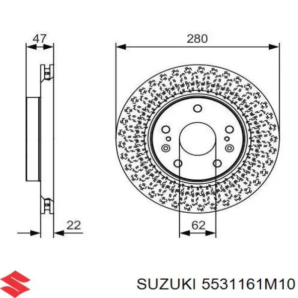 Tarcza hamulcowa przednia Suzuki 5531161M10 cena, od 48,93 USD