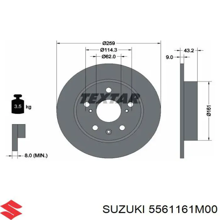 5561161M00 Suzuki Tarcza hamulcowa tylna