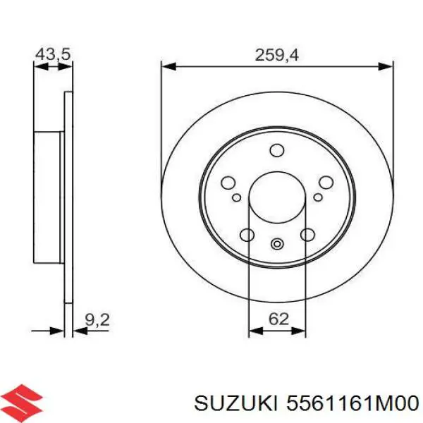 Do koszyka 5561161M00 Suzuki Tarcza hamulcowa tylna