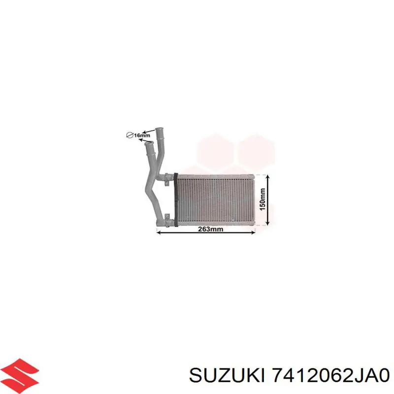 Do koszyka 7412062JA0 Suzuki Chłodnica nagrzewnicy (ogrzewacza)