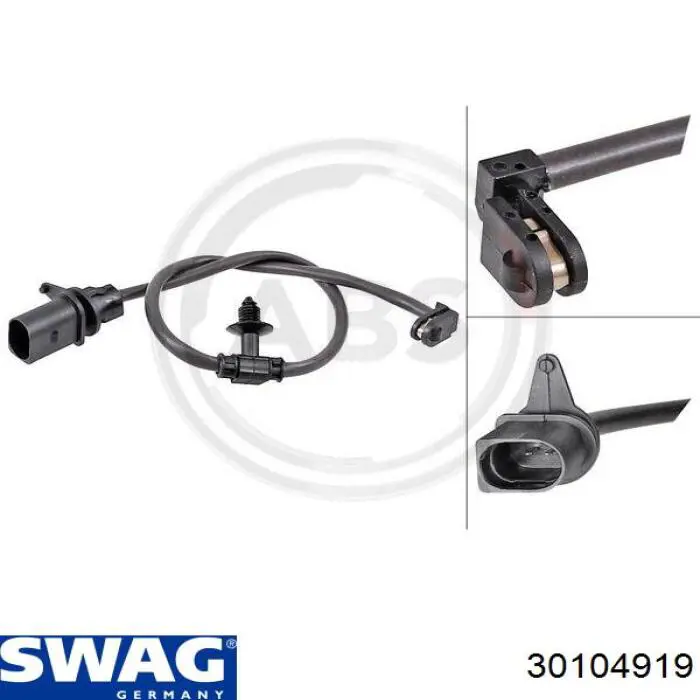 Czujnik zużycia klocków hamulcowych tylny Swag 30104919 cena, od 7,60 USD