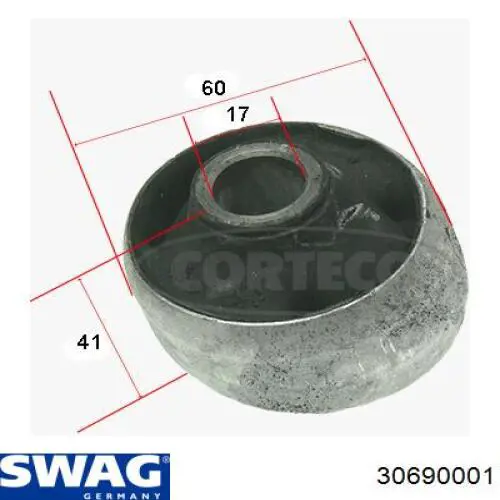 Do koszyka 30690001 Swag Silentblock przedniego wahacza dolnego
