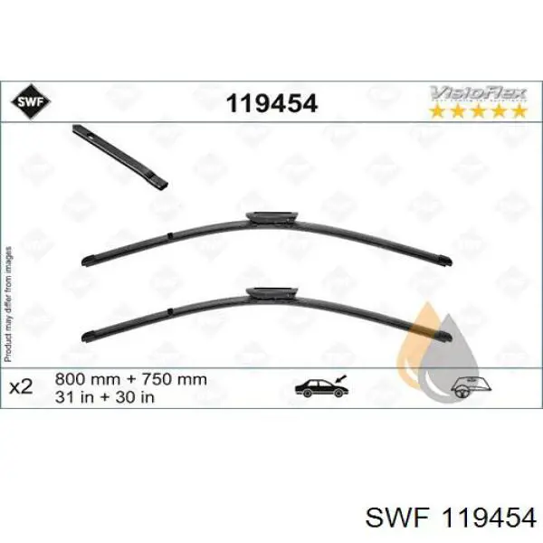 119454 SWF pióro wycieraczki szyby przedniej, zestaw (2 szt.)